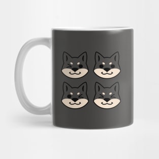 4 Shibas (Black and tan) Mug